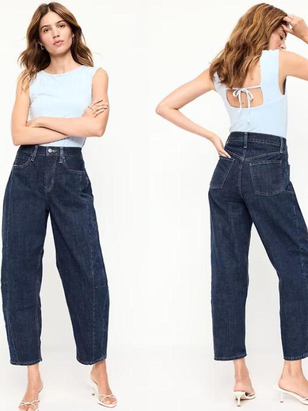 Old Navy Dark Blue High-Rise Barrel Leg Jeans